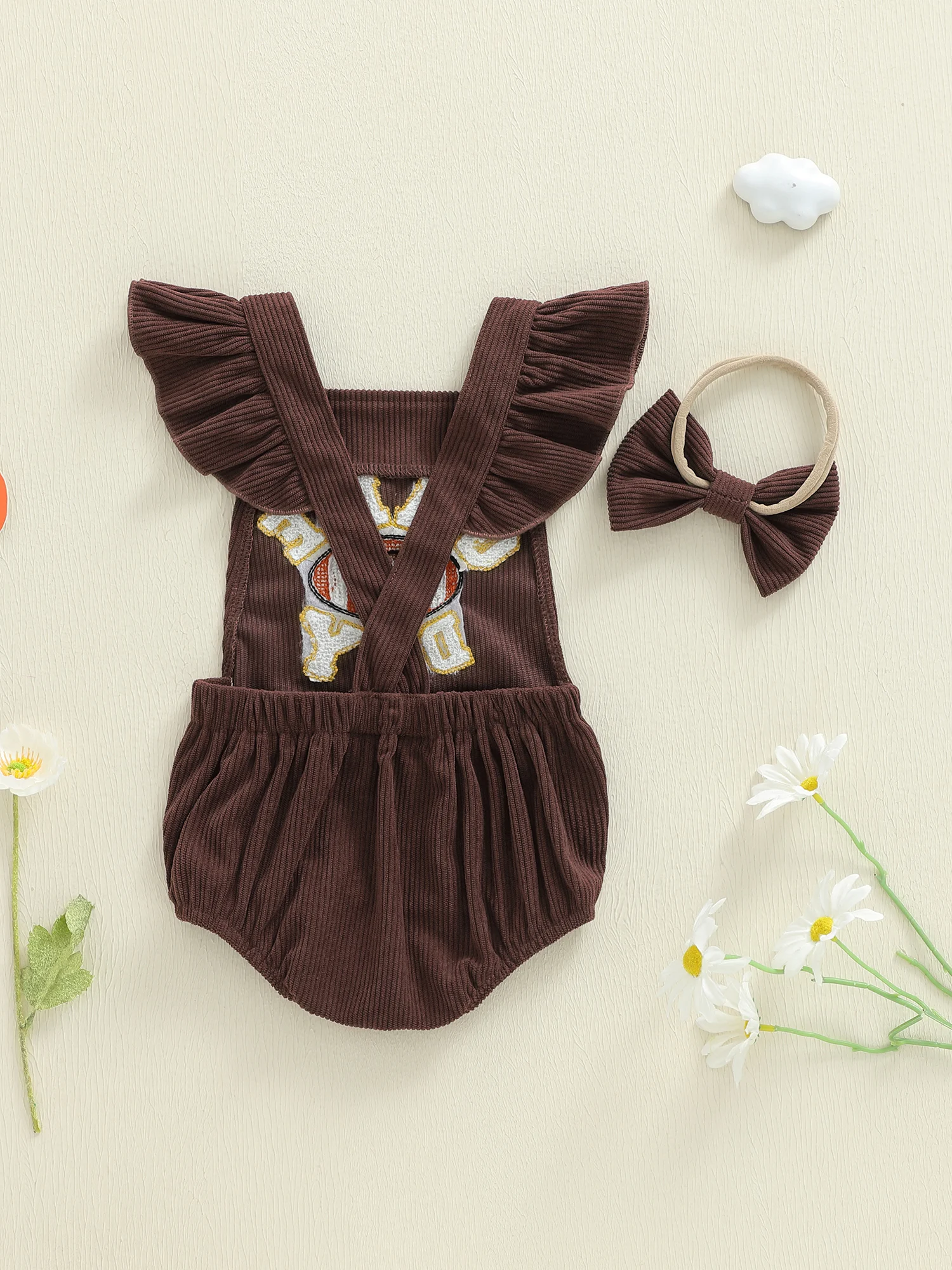 

Toddler Boys Overall Soccer Ball Print Sleeveless Jumpsuit with Matching Bow Tie Headband 2 Piece Outfit Set