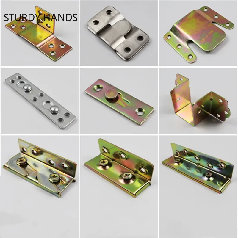 4 Pair Bed Beam Support Metal Bed Bracket Hinge Fastener Wood Board Connector for Bed Fixed Corner Hardware Furniture Fittings