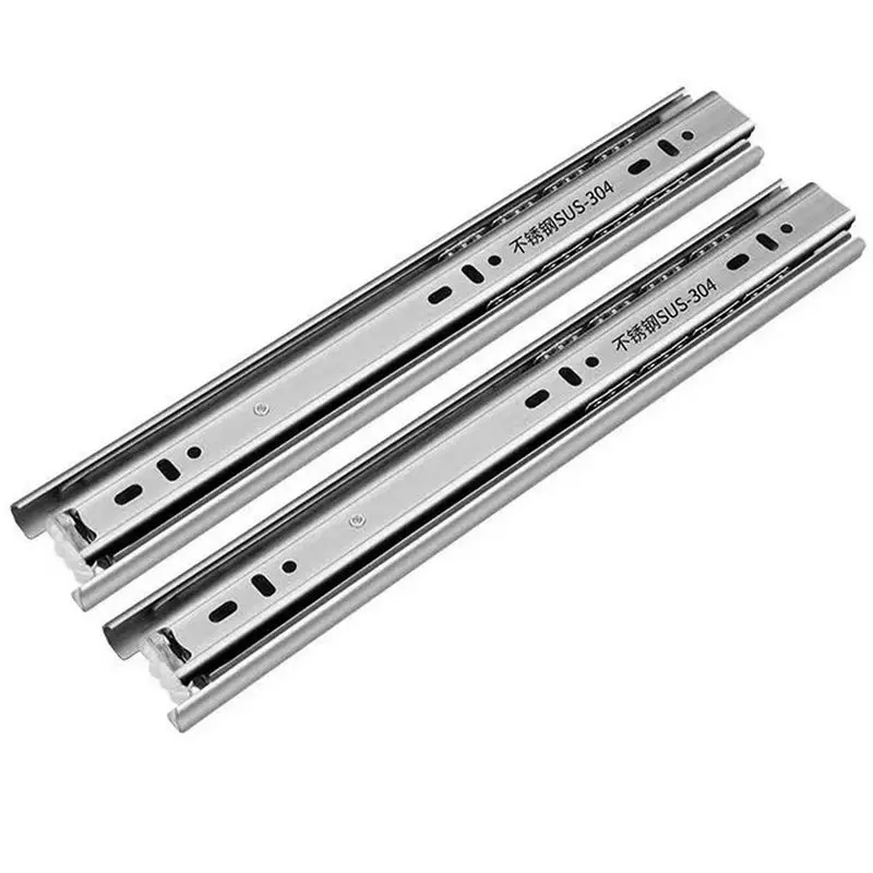 [NEWA64Z!】 Drawer Slides Metal Drawer Slides Silent Slide Rails Three Section Slide Rail
