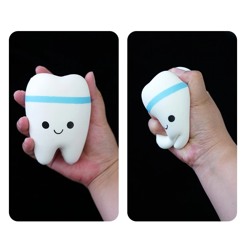 1pc Teeth Shape Squeeze Gift Smile Slow Rising Cute Cartoon Hand Spinner Stretchy Relax Squishy Toy Dentist Gift