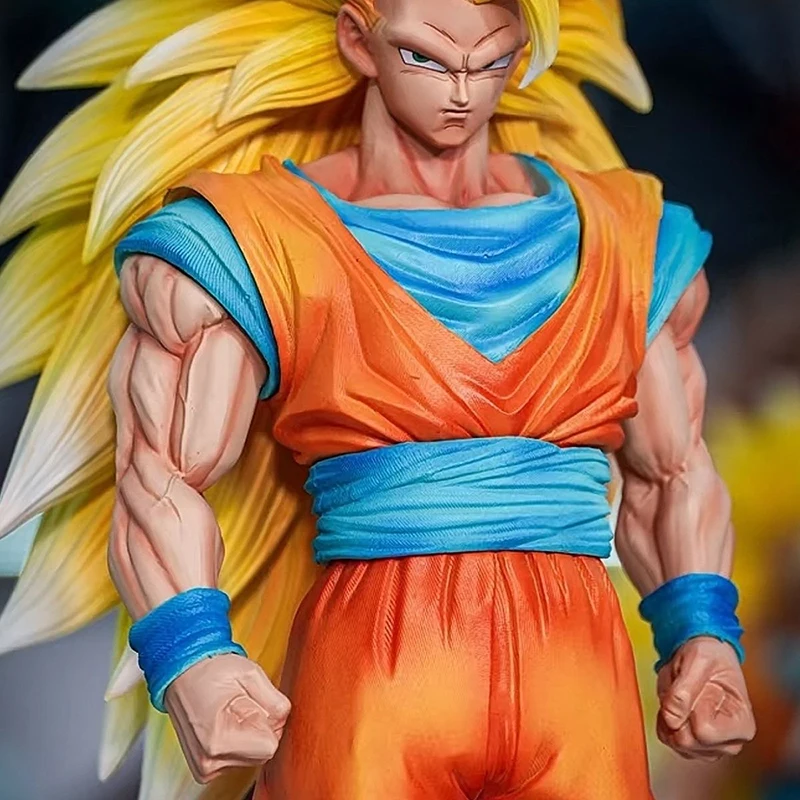 Figurka Son Goku Super Saiyan 3 z Dragon Ball Z, model Jt, 35 cm, ozdoba anime.