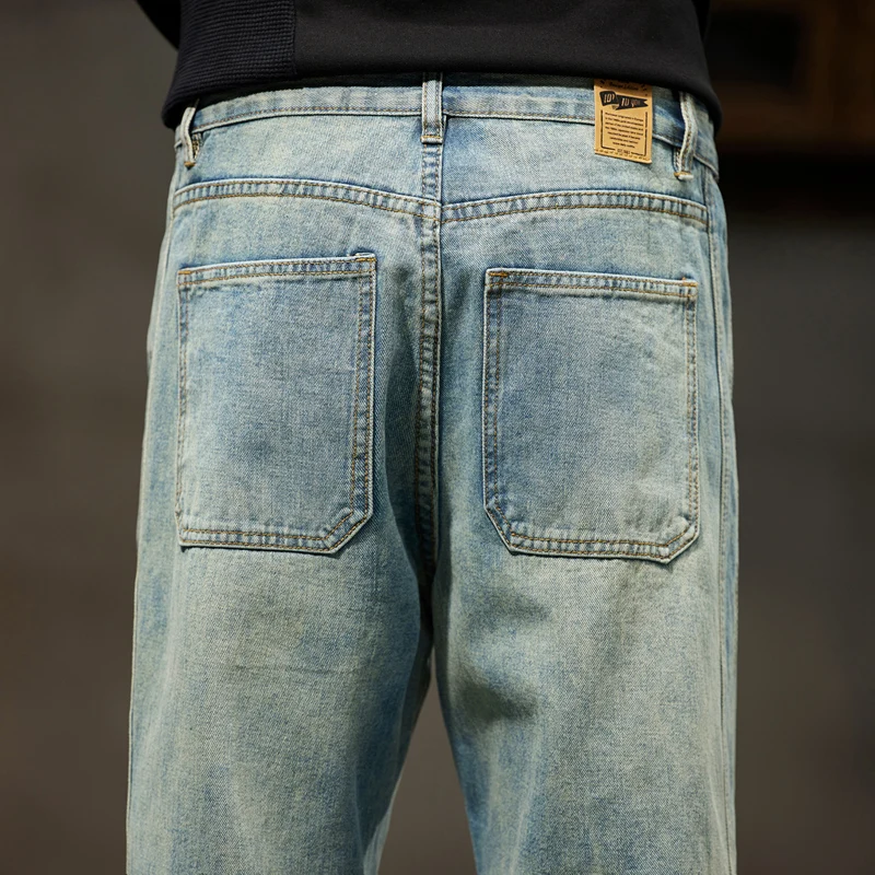 KSTUN Jeans per uomo pantaloni larghi pantaloni larghi retrò blu Harem abbigliamento Vintage uomo pantaloni Denim maschili di grandi dimensioni oversize 42