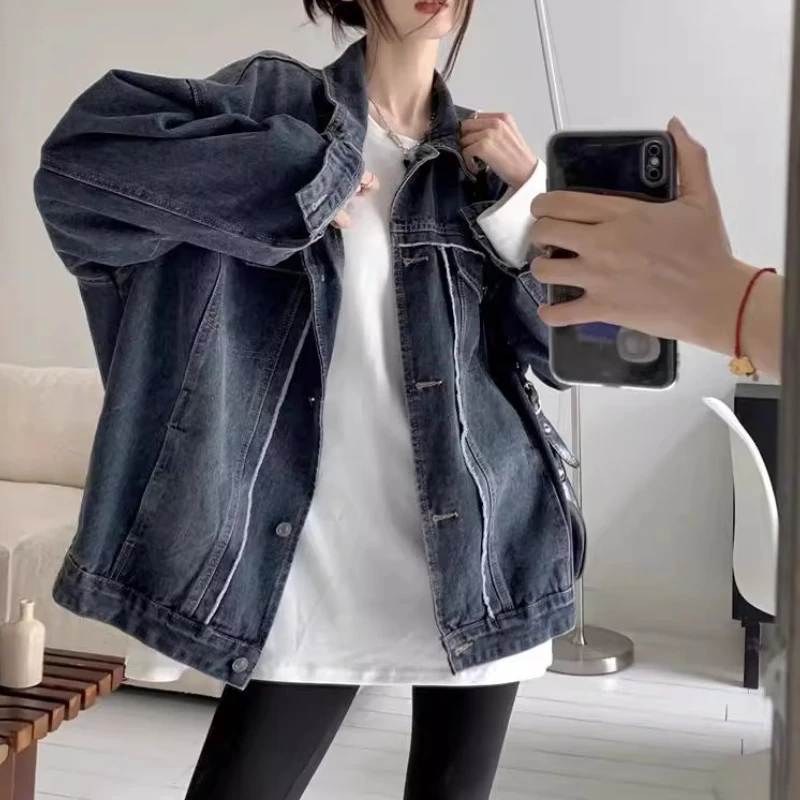 

Denim Jeans Coat Cotton Women Y2k Button Spring Autumn Ropa Cardigan Punk Gothic Bomber Jacket Windbreaker Elegant Jackets