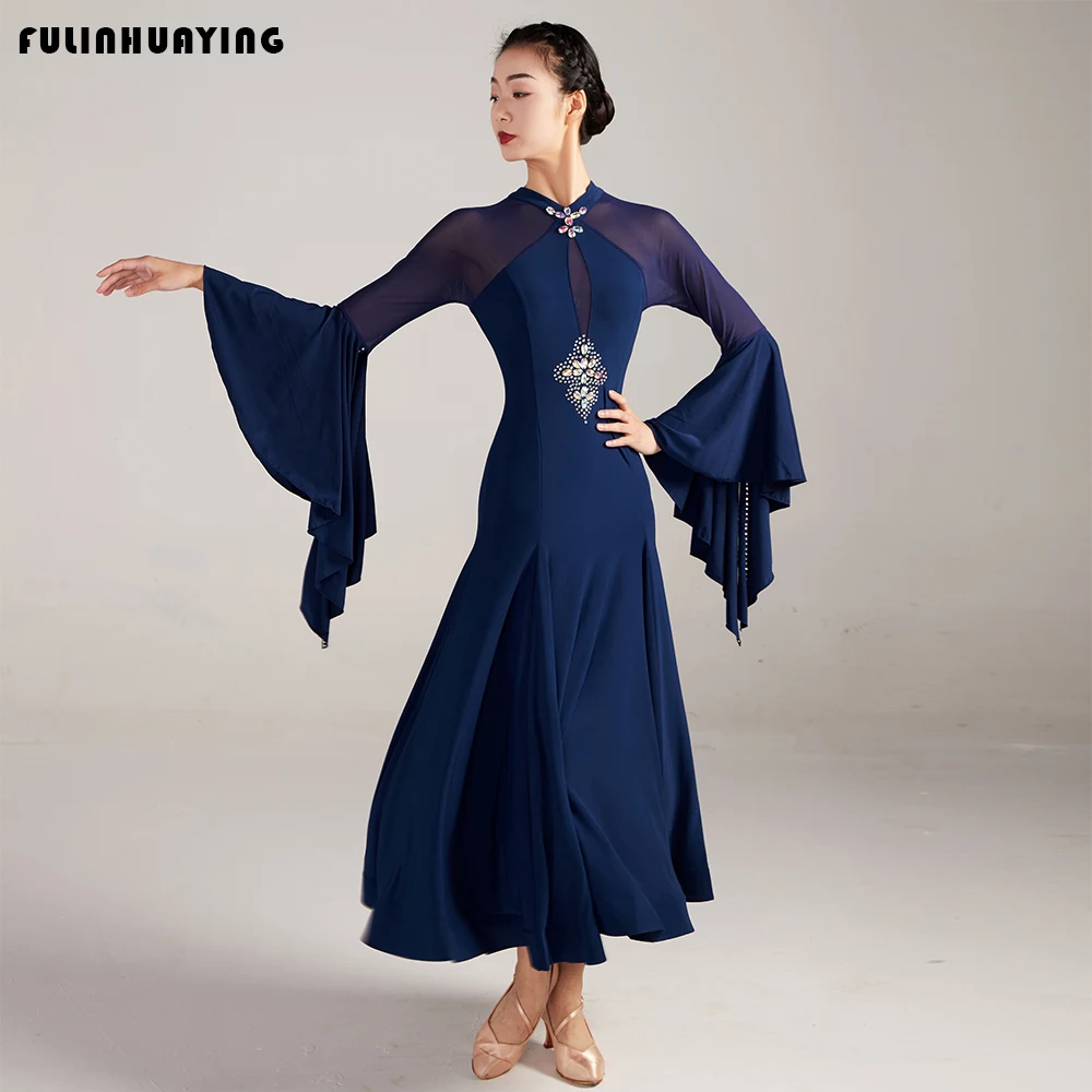 

Modern Dance Flowing Skirt with a Large Hem, Suitable for Ballroom Dance Performances, Competitions, International Standard Dance, and Social Dance