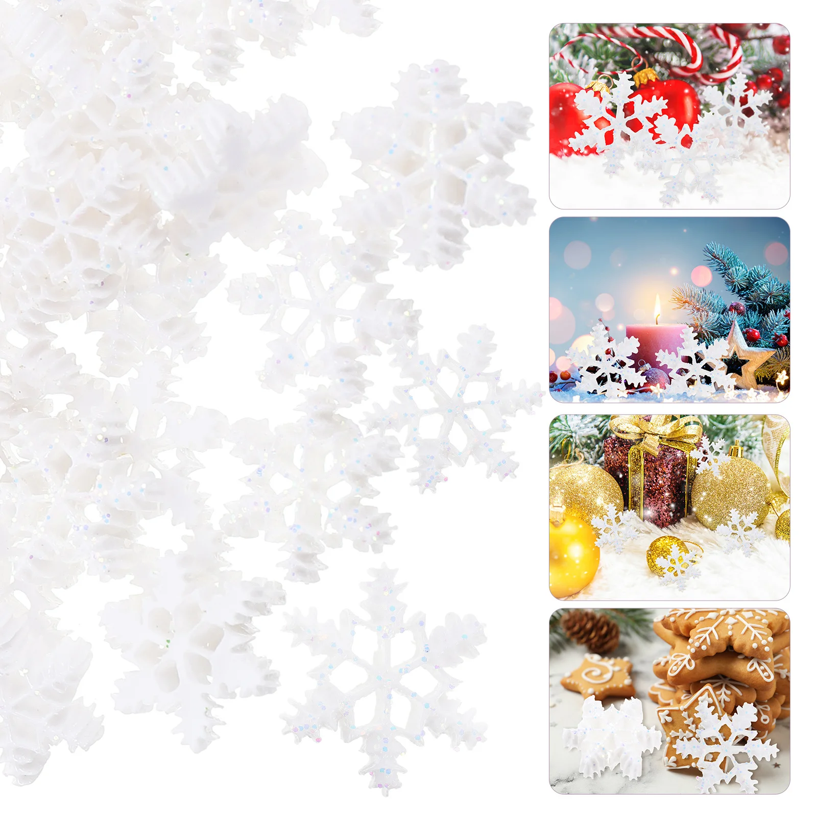 

50Pcs Resin Snowflake Xmas Mini Decorations DIY Christmas Tree Hanging Ornaments Xmas Festival Craft Decorative Snowflake Home
