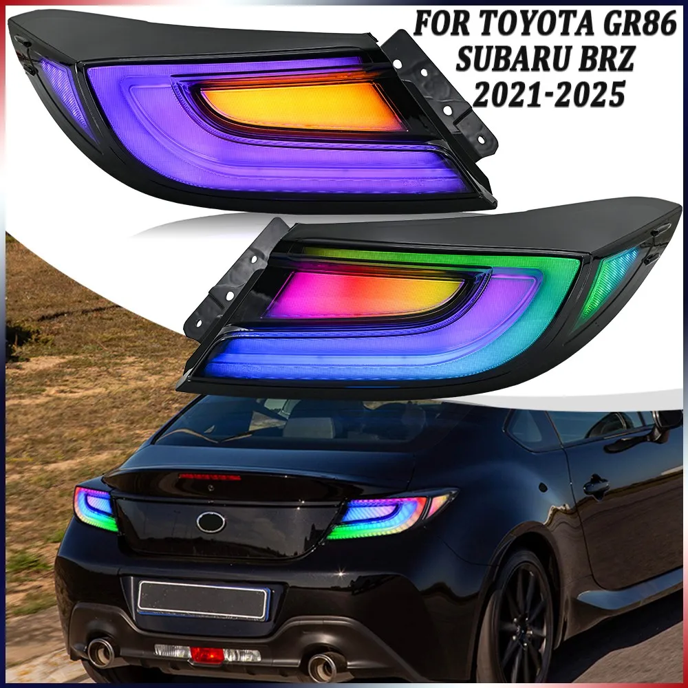 

1Set RGB LED Tail Lights Assembly For Toyota GR86 Subaru BRZ 2021-2025 Smoke Rear Lamps LH+RH Turn Signal Light Plug and Play
