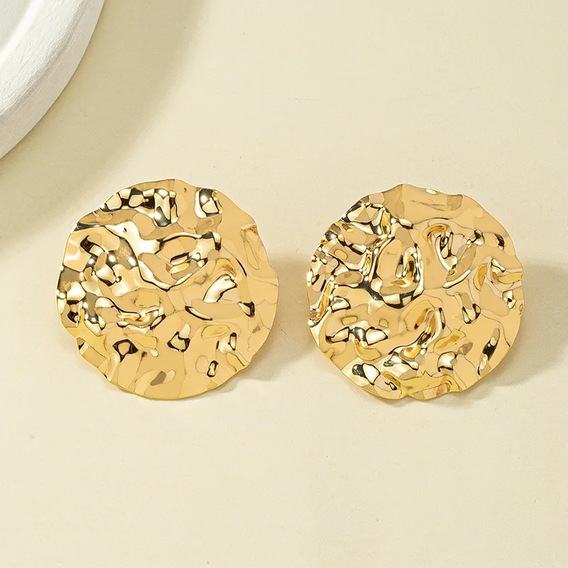 Simple Smooth Pleated Irregular Metal Earrings For Women OL Sporty Holiday Fashion Jewelry Ear Accessories E345