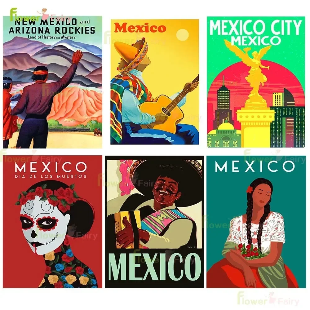 Póster nórdico de payaso cultural de paisaje de ciudad de México, cuadro sobre lienzo para pared, imágenes de pared para sala de estar, decoración del hogar, arte de pared, regalo