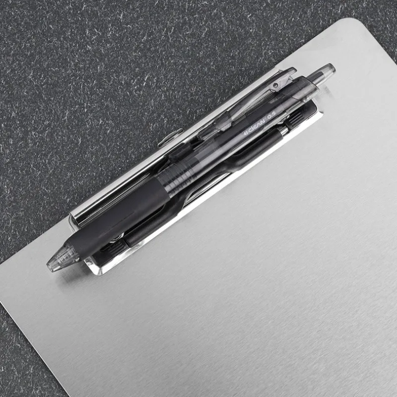 Prancheta de aço inoxidável bloco de escrita pasta papel material de escritório organizador prancheta documento almofada suporte de papel menu clipe