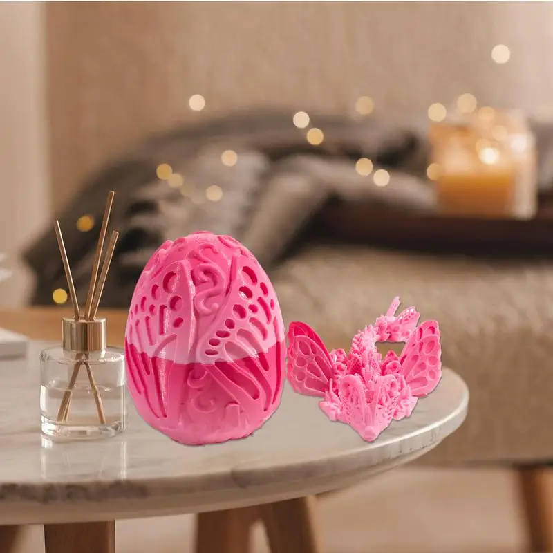 Dragon Egg Toy Creative 3D Printed Butterfly Dragon with Egg Flexible Dragon Easter Eggs 3D Dragon Eggs Gift Desktop Decoration