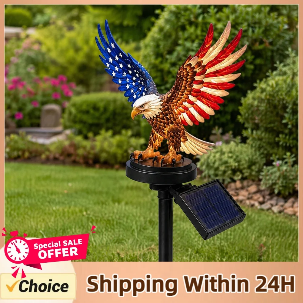 Solar Eagle Garden Light Waterproof Decorative 4th of July Decorations for Lawn Patio Yard Patriotic Memorial Day Decor