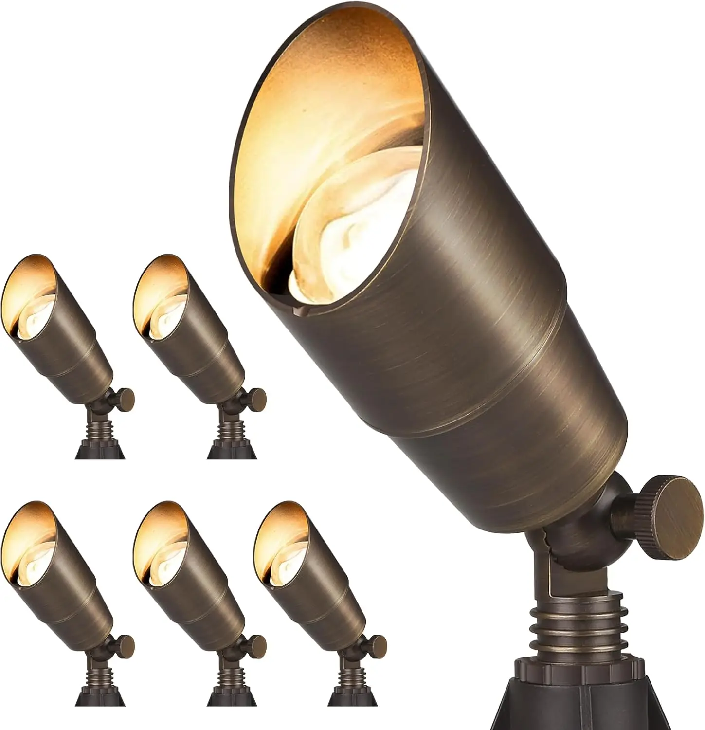 

Solid Brass Outdoor LED Spotlights, 12V Low Voltage Waterproof for Garden Yard Up Lighting, Bronze Fixture Without Bulb, 6 Pack