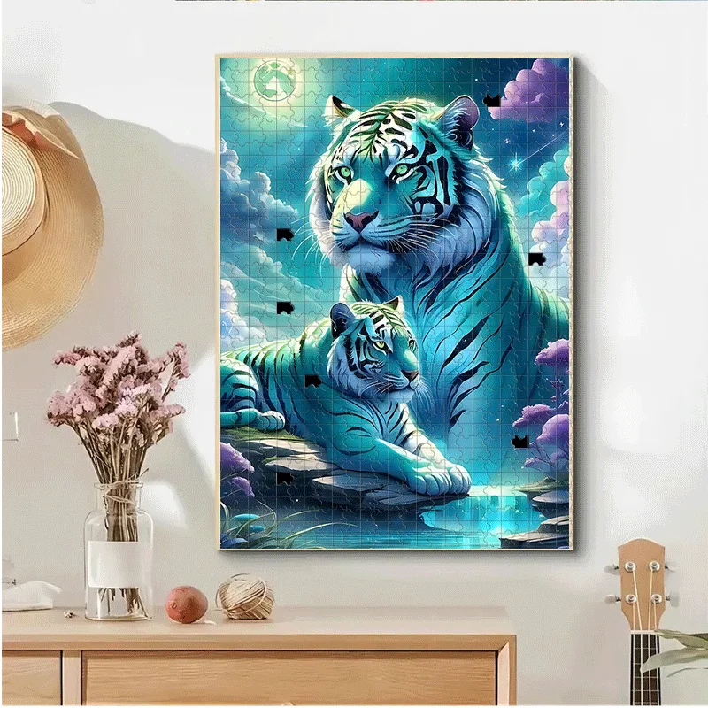 Puzzle da 500 pezzi o 1000 pezzi Tiger & Cubs adatto per adulti - Sfida intermedia con abbinamento genitore, rompicapo