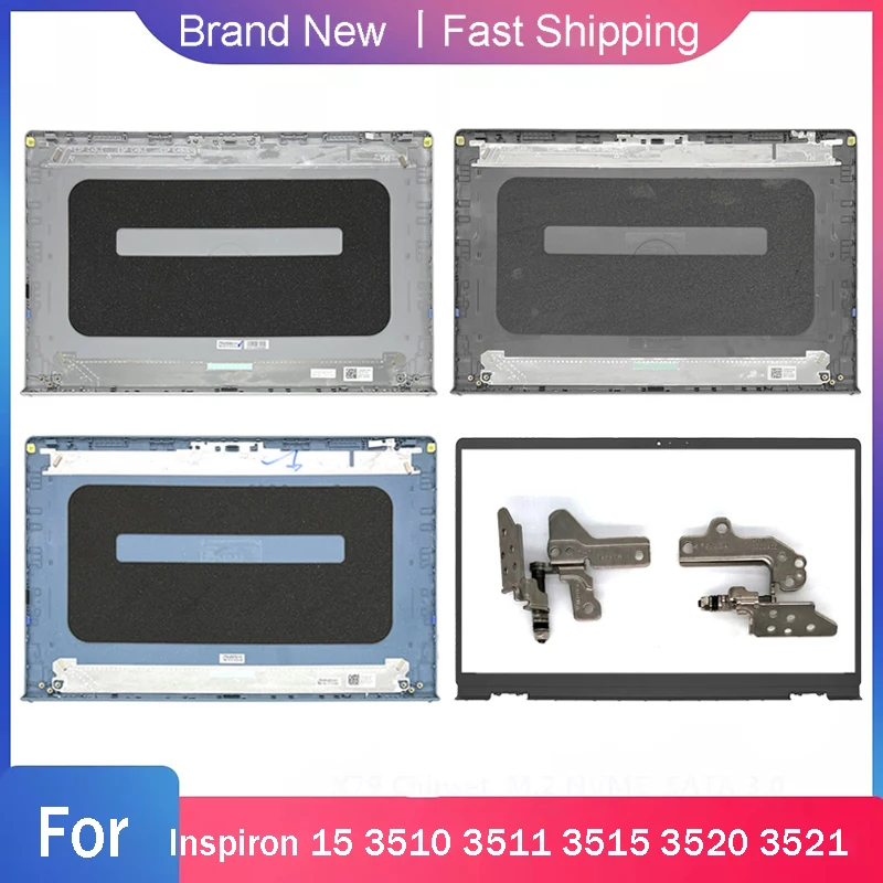 New Laptop For Dell Inspiron 15 3510 3511 3515 3520 3521 LCD Back Top Cover Front Bezel Hinges Rear Lid Silver Black Grey Blue