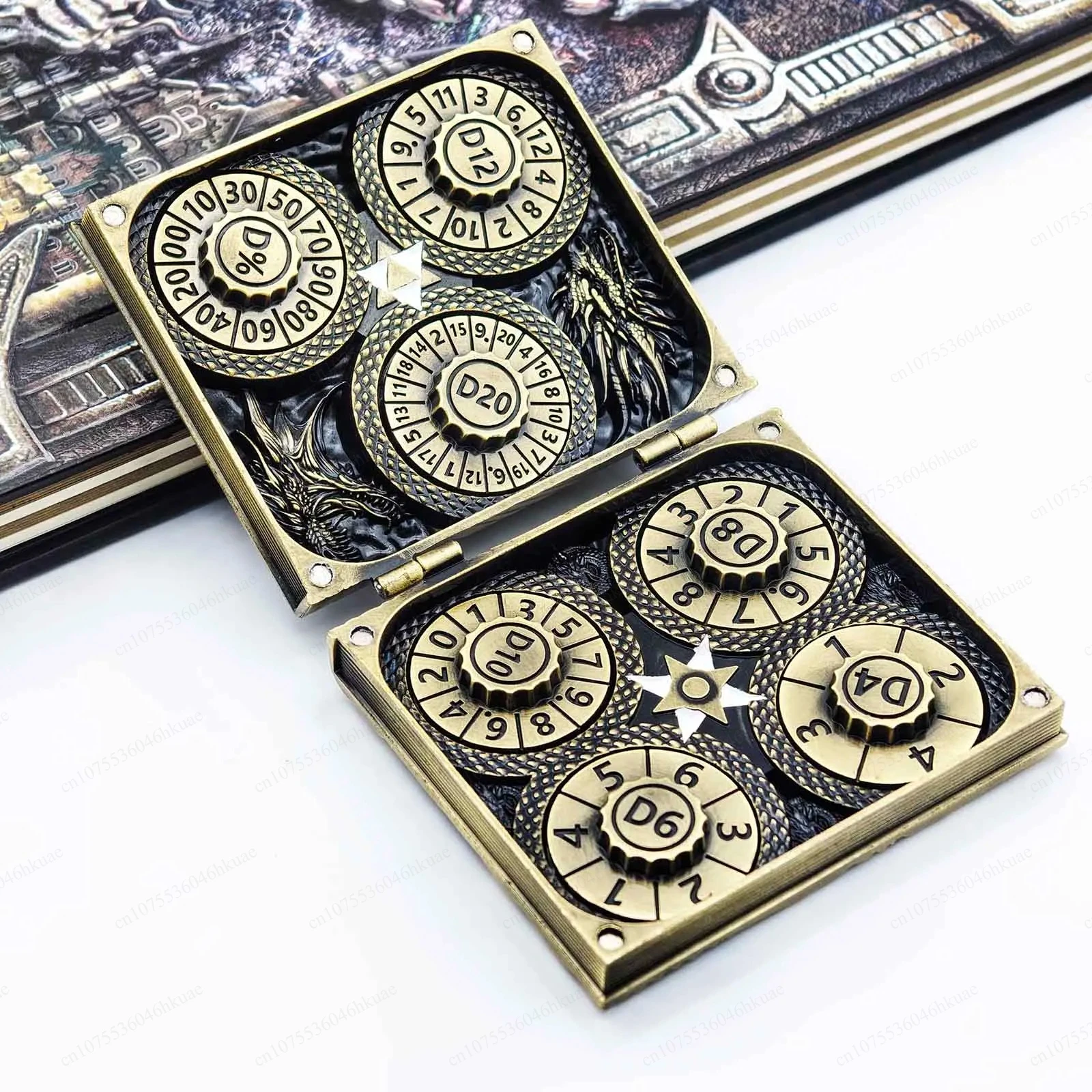 7‑in‑1 Metal Spinner Gyro Dice Set, Dragon Compass Roulette Dice for D&D TRPG Table Board Game