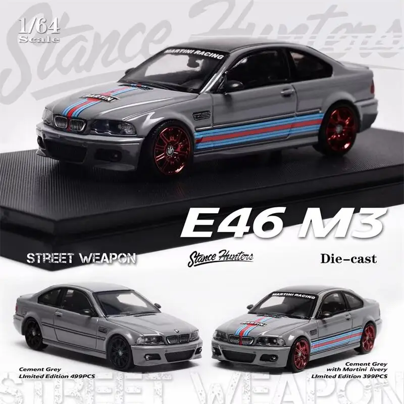 Stance Hunters x Street Weapon 1:64  E46 M3 Cement grey Diecast Model Car