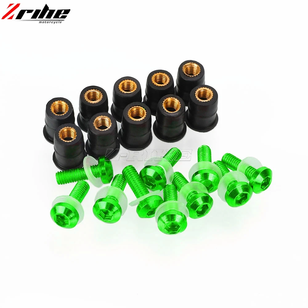 10PCS M5 Windshield Bolts Kits Windscreen Screws FOR Kawasaki ZX6R ZX7R ZX10R ZX14R ZZR 400 600 1200 1400 ZX636 Ninja 250 300