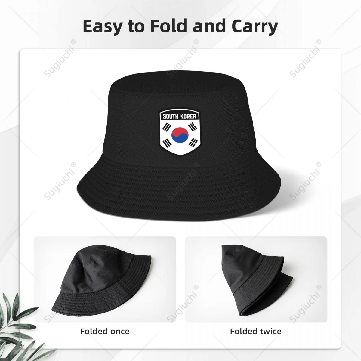 South Korea Flag Shield Bucket Hats Print Cool Fans Sun Shade Simple Classic Outdoor Summer Fisherman Caps Fishing Cap