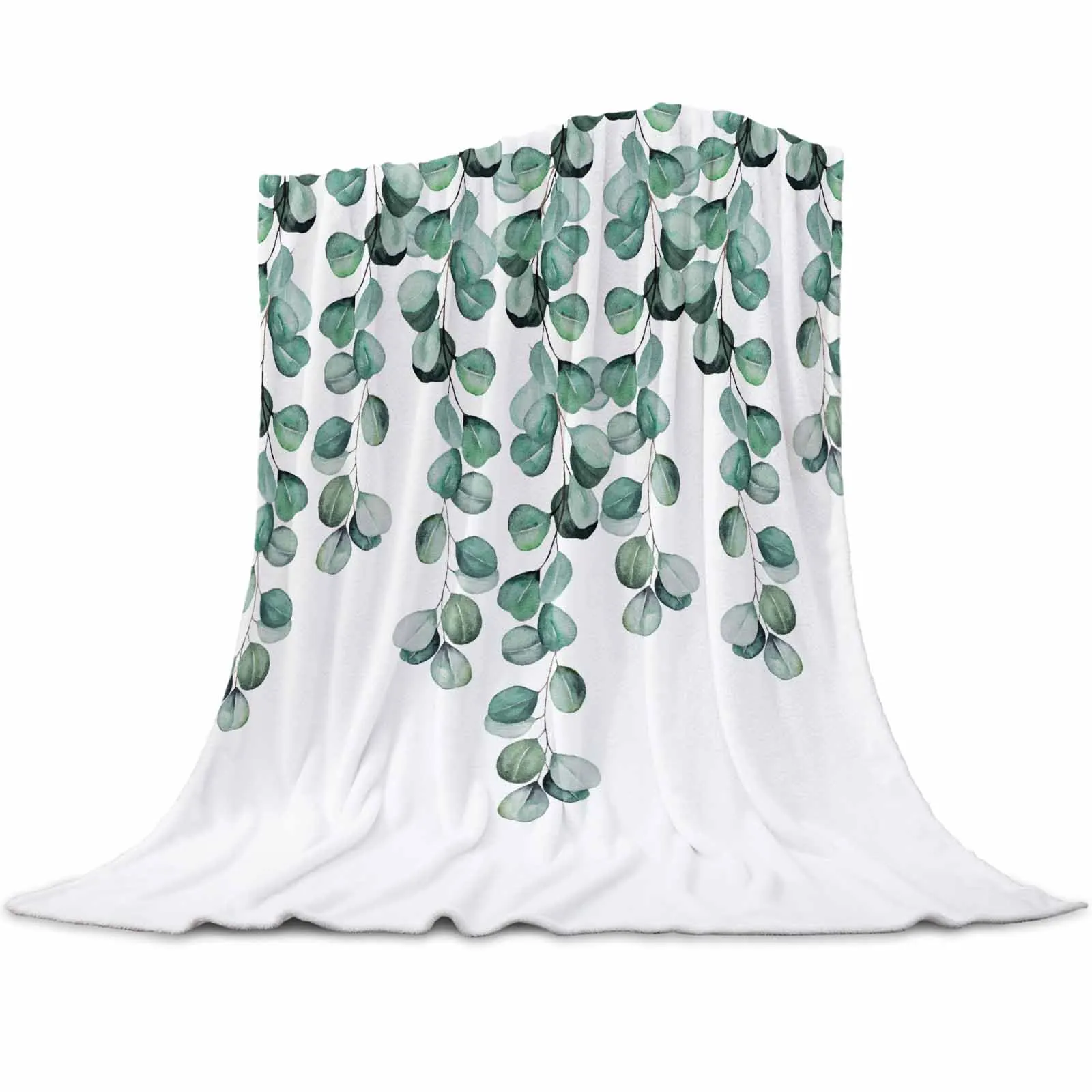 

Eucalyptus Leaves Branches Texture Blankets Portable Soft Throw Blanket for Bed Office Bedspread Home Decor Flannel Blanket