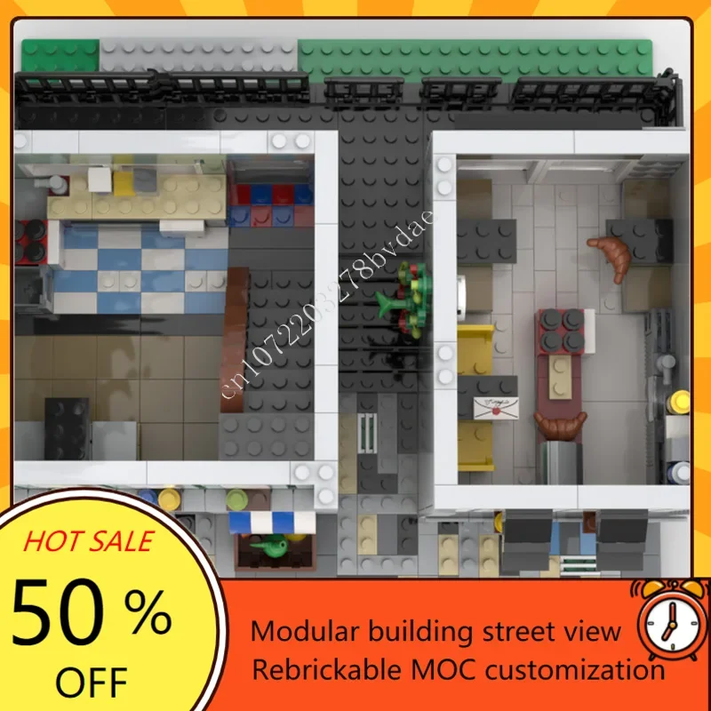 2202PCS Markt, Café & Süße shop Modulare MOC Kreative street view Modell Benutzerdefinierte Puzzle Architektur DIY Montage Modell Spielzeug geschenke