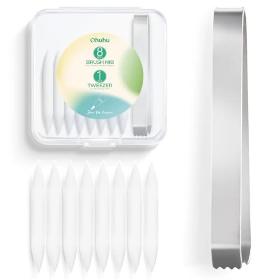 

Markers Replacement Super Brush Nibs of Honolulu and Honolulu B Series - Pack of 8 - A Tweezer included - Comes in A Storage Bo