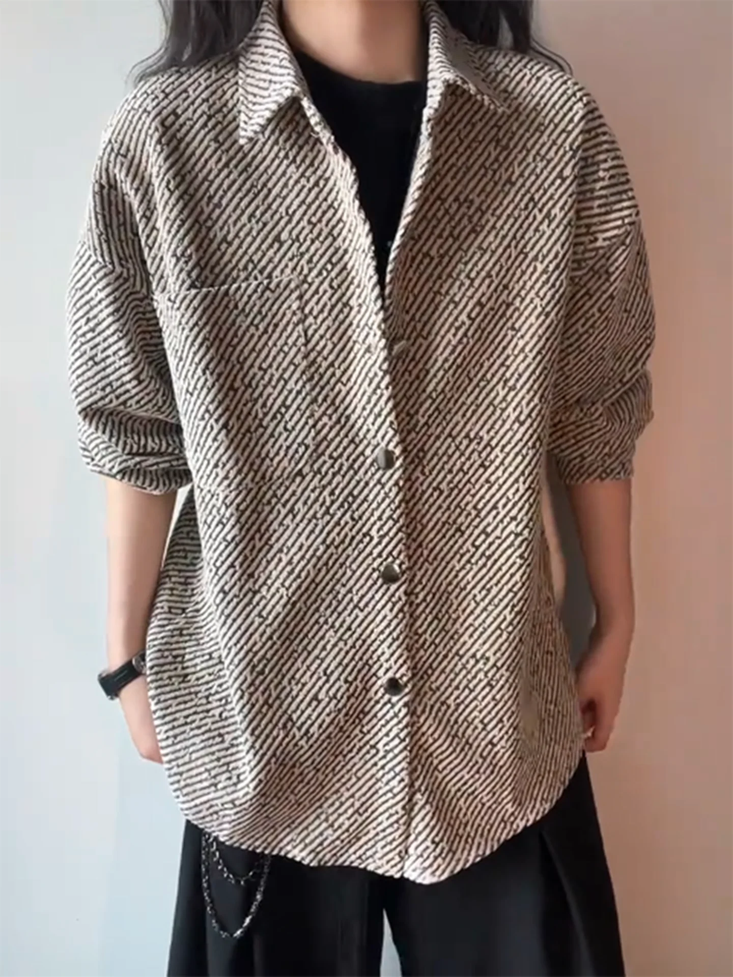 

American Style Plaid Long Sleeve Shirt Men's Spring 2026 New High Sensation Lazy Style Turn Collar Open Cardigan Outerwear