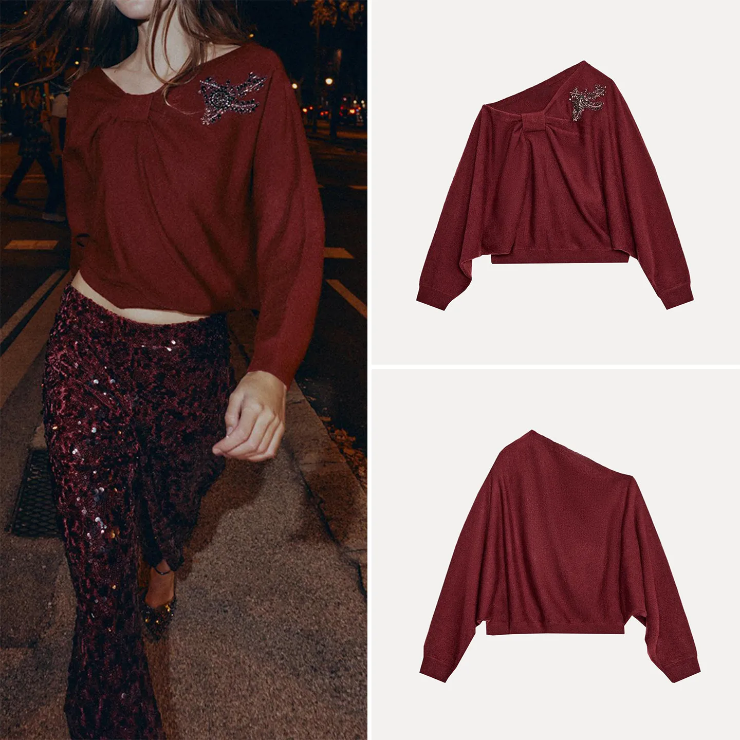 

Модный асимметричный трикотаж с ромбовидным узором, женский, зимний, новинка, свободный крой, длинный свитер для повседневной носки