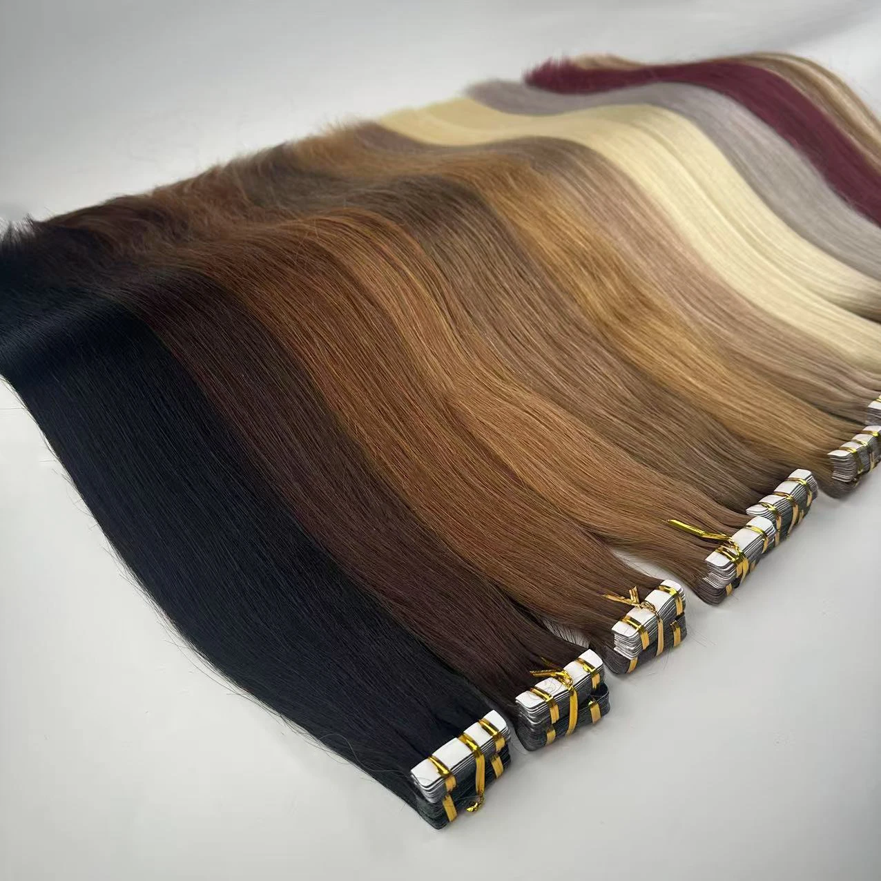 本物の人毛エクステ ベトナム産人毛 自然なストレート シームレス スキンウェフト