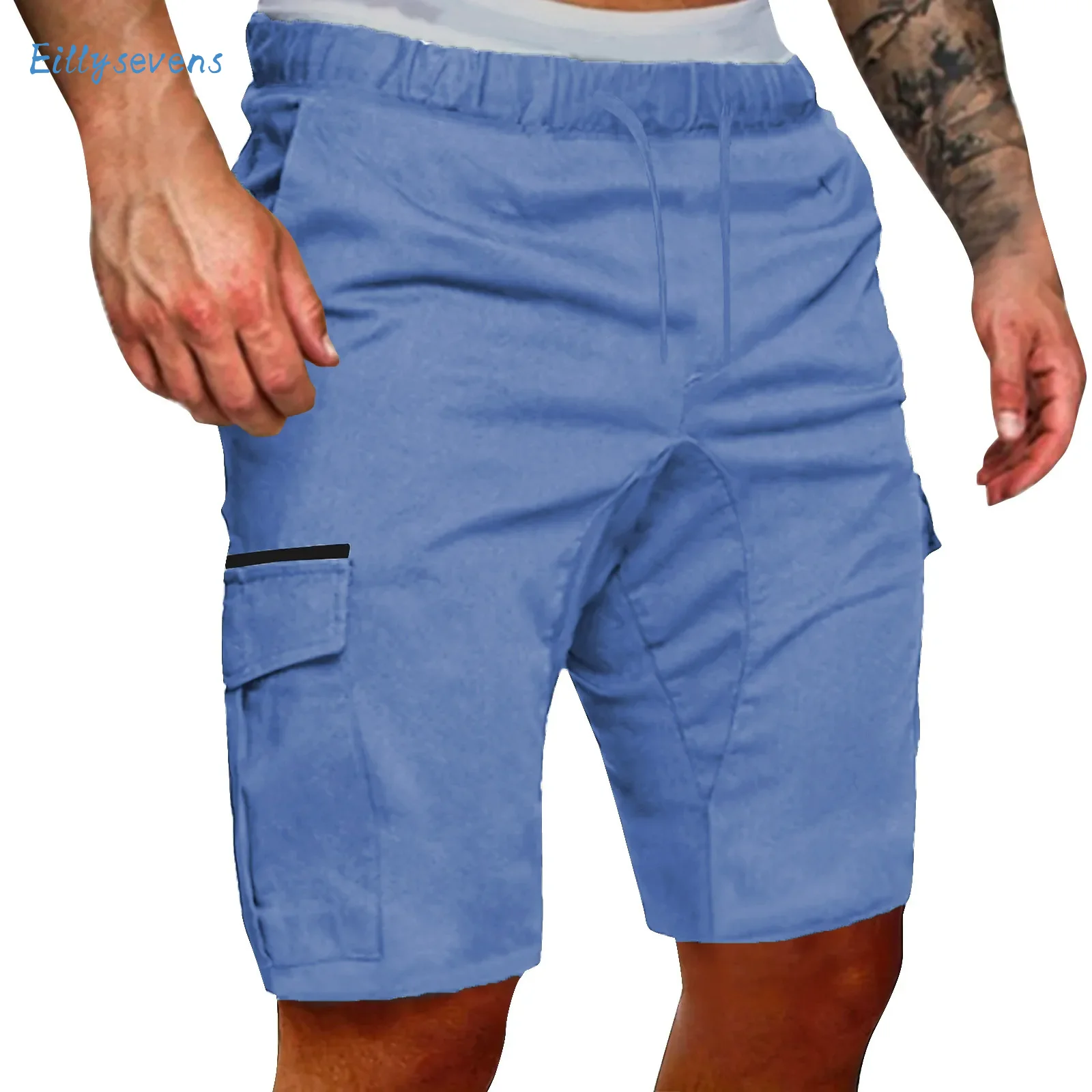 Men'S Cargo Style Shorts Summer Casual Outdoors Casual Solid Pockets Overalls Sport Short Pants Elastic Waist Straight Shorts