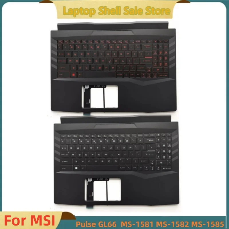 Baru untuk MSI Pulse GL66 MS-1581 MS-1582 MS-1585 penutup sandaran tangan casing atas Keyboard Backlit cangkang C