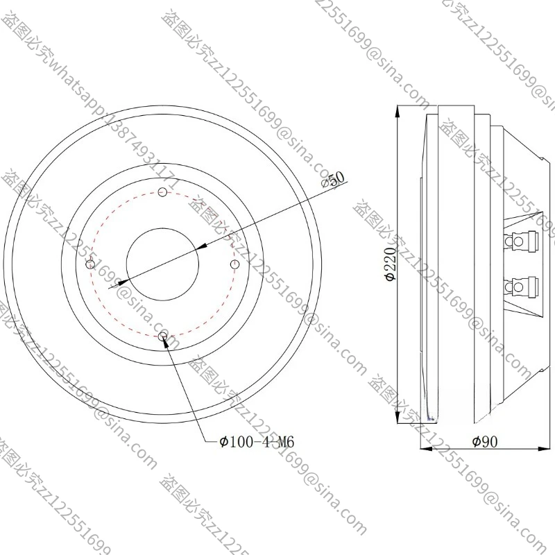 Suitable for Household Large Horn Treble Fever Compressed HIFI Treble Imported Titanium Film Horn 100MM Pure Aluminum Flat Wire