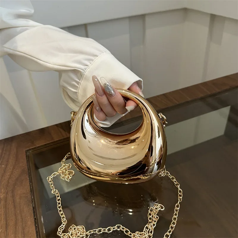 

Новые золотые, серебряные модные акриловые женские сумки с луной, роскошные женские клатчи, сумка для ужина с цепочкой 2024