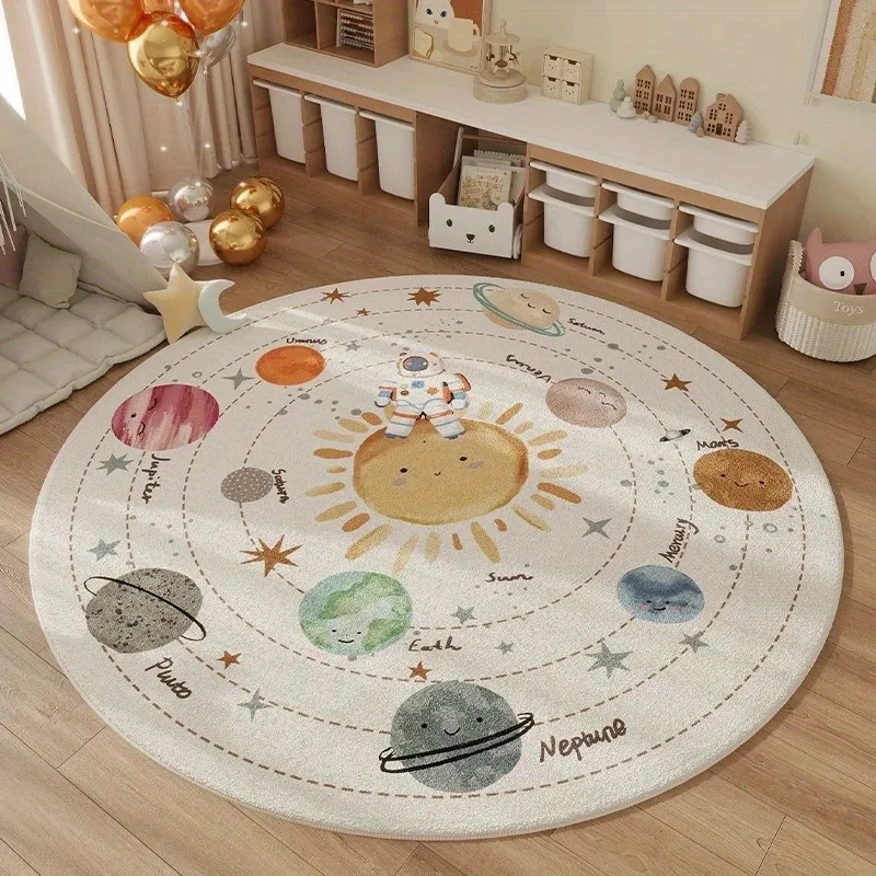 Cartoon Cute Planet Pattern Children's Room Carpet Bedroom Rugs Bed Living Room Floor Mat Home Decoration Non-slip Floor Mat
