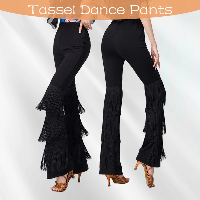 

Women Latin Dance Pants Ballroom Jazz Samba Fringe Pants Professional Dance Competition Practice Stage Performance Costume