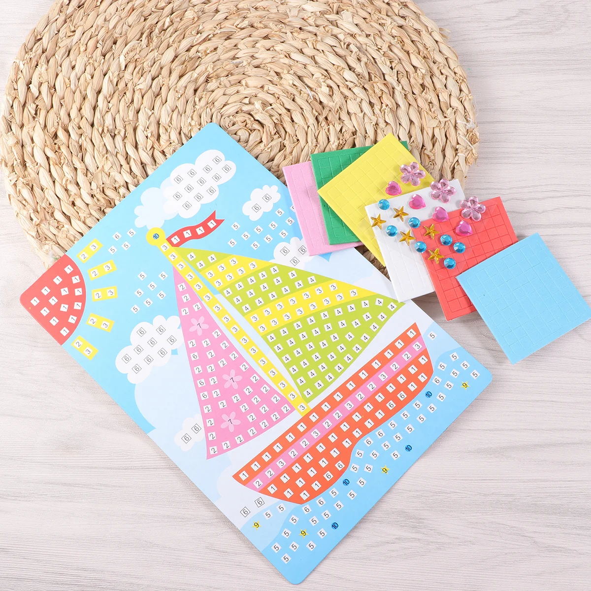 Pegatinas DIY, imagen de mosaico 3D, materiales para manualidades para niños, centro de aprendizaje temprano, jardín de infantes, diversión segura, educativo