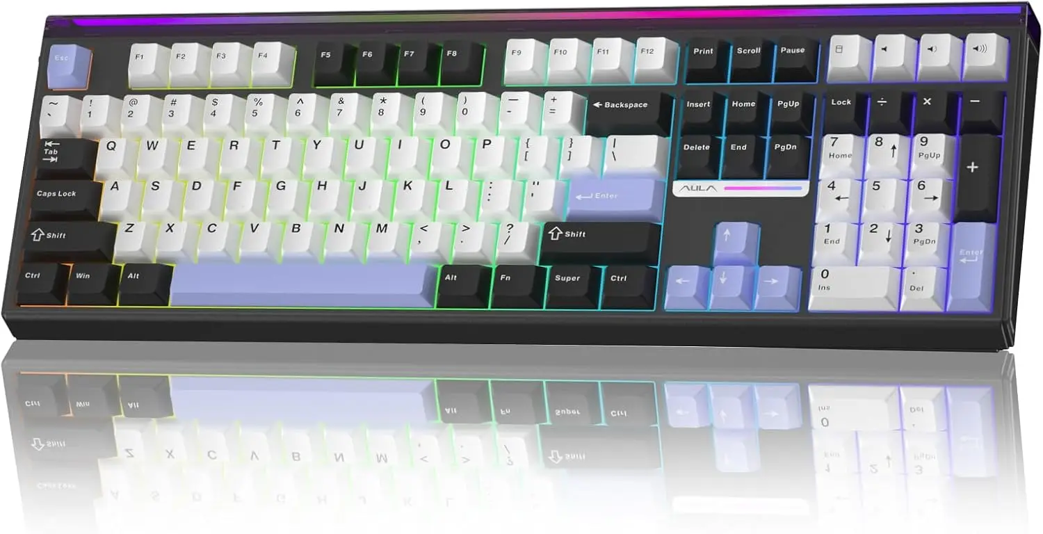 Wireless Mechanical Keyboard with Hot Swappable Silent Switches, Full Size RGB Backlit Gaming Keyboard for PC/Office