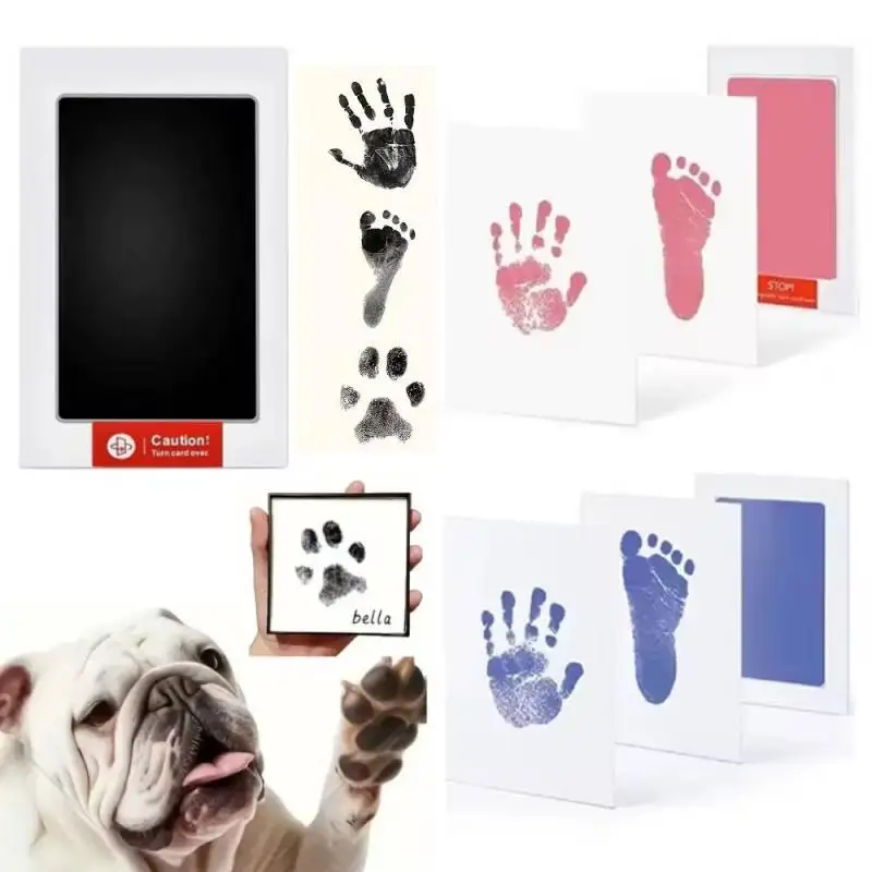 Pet Cat Dog Paw Handprint Footprints Ink Pads Safe Non-toxic No-Touch Skin Inkless Inkpad Kits Pet Cat Dog Paw Prints Souvenirs