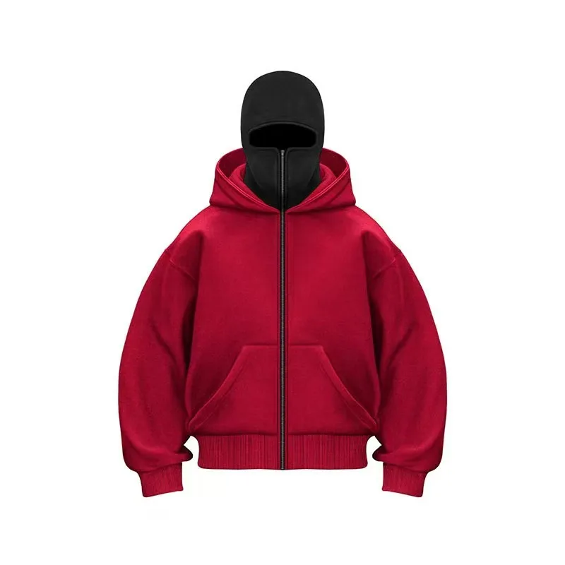 Balaclava Autumn/Winter Warm Fashion Personalized Hoodie Men\'s Soild Color Double layer Hoodie Sportswear 2025 New Edition