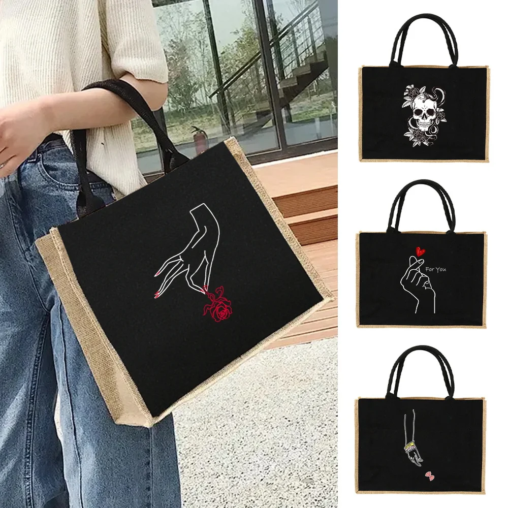 نمط الصورة البيضاء سعة كبيرة المحمولة المرأة حمل الحقائب تخزين حزمة حقيبة يد للتسوق السفر تخزين حقيبة الكتف #1