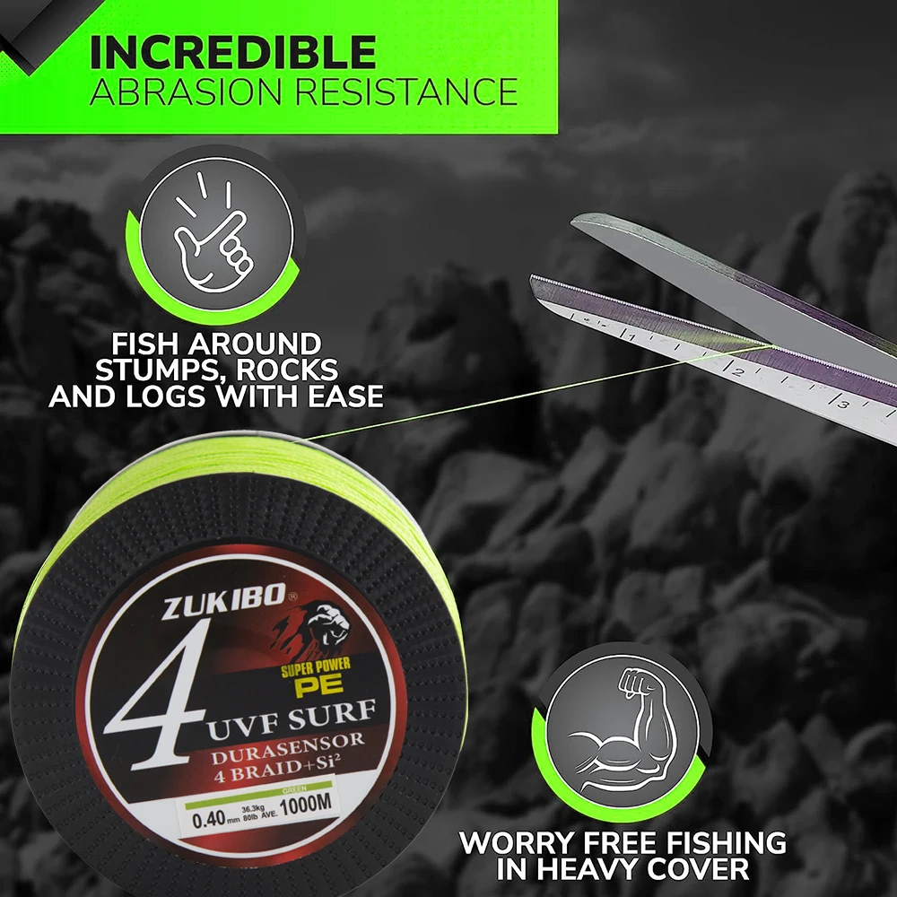 Zukibo SUPER POWER – Sedal trenzado 4 hilos 12-100LB - imagen 2