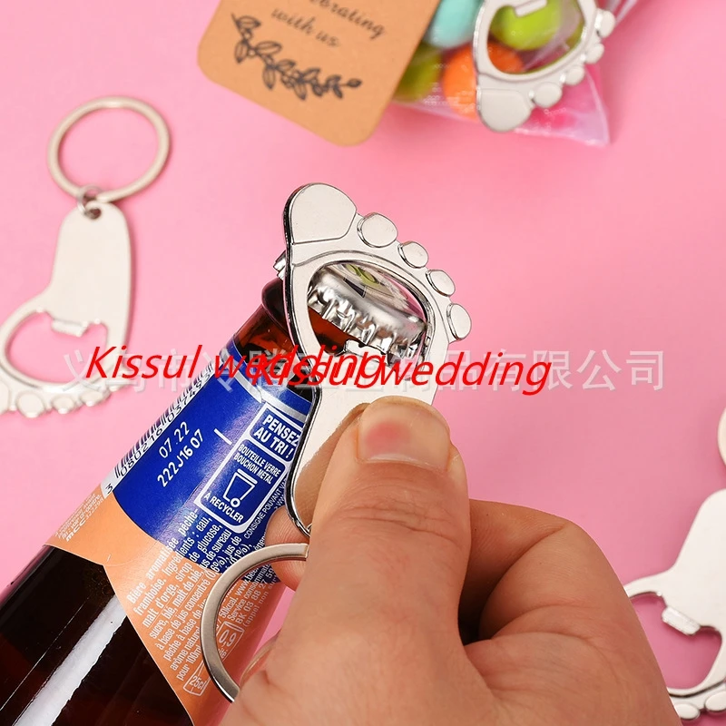 

80Pcs Wedding souvenirs of Baby Feet Bottle Opener Baptism decoration gift for Baby toes Keychain birthday gifts baby openers