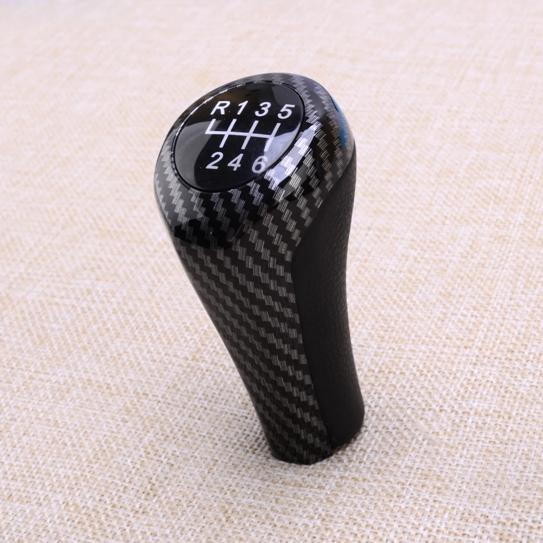 6 Speed Manual Gear Shift Shifter Knob Fit for BMW 1 3 5 6 Series X1 X3 X5 E30 E32 E34 E36 E38 Carbon Fiber Style 25117566267