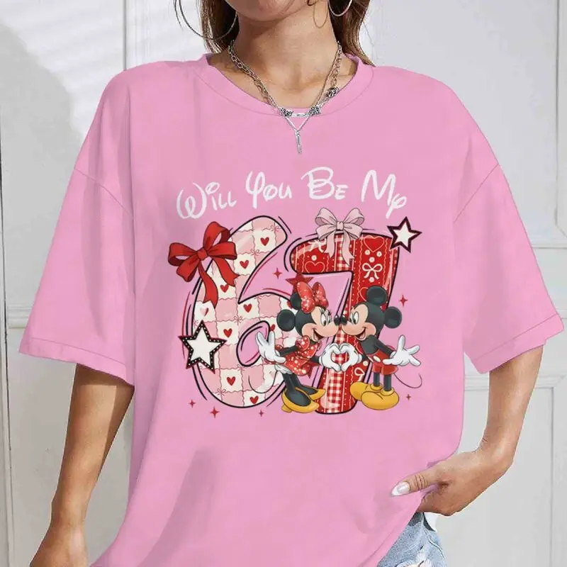 "سوف أن تكون بلدي." ميكي ماوس ستة سبعة جرافيك تي شيرت كلاسيكي أنيمي شخصية عيد الحب القطن Y2K بلايز النساء 67 تيز