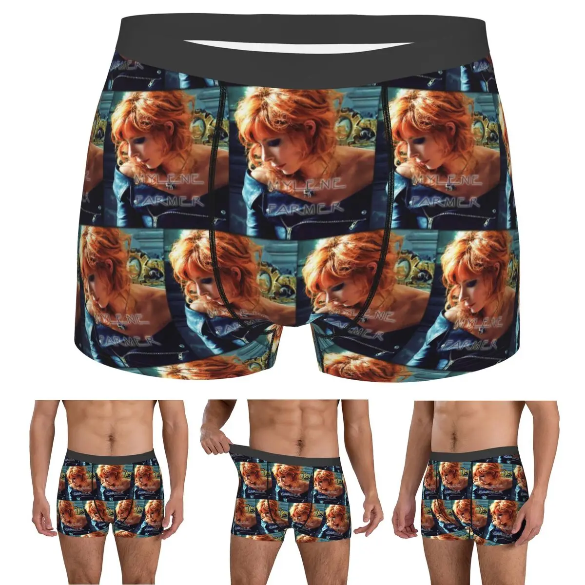 Boxer Underpants Shorts Mylene Farmer French Singer Panties Men's Soft Underwear for Homme Man Boyfriend Gifts