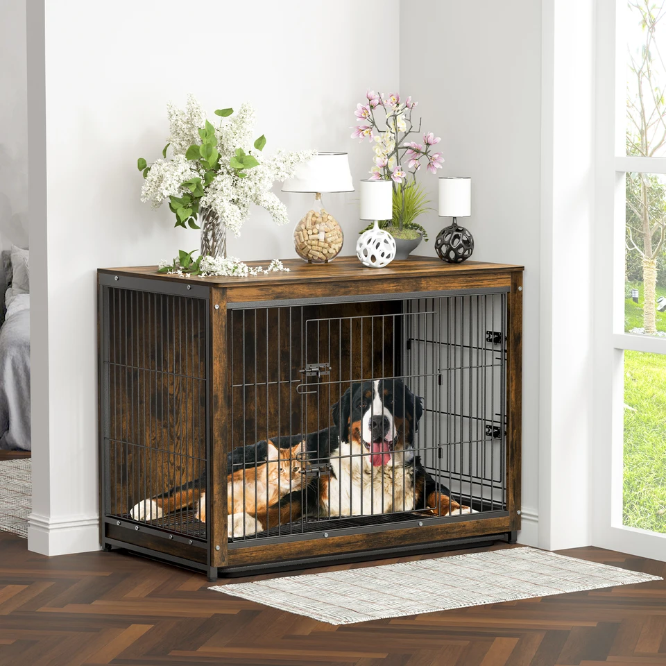 Stylish Pet Cage Kennel with Dual Doors and Tray