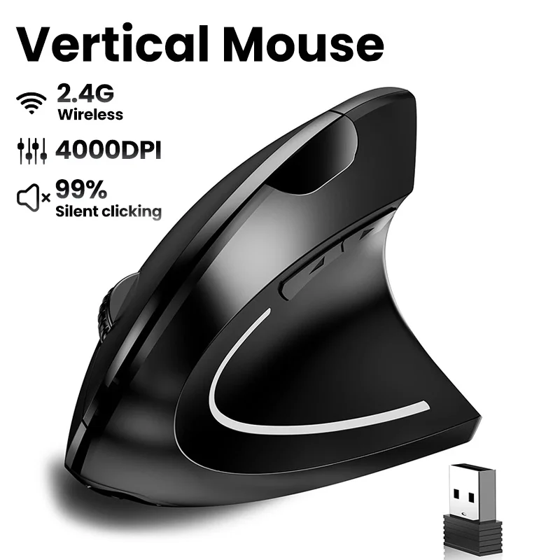 Vertical Mouse 2.4GHz Bluetooth For Office Home Workstation Gaming Study Desk Setup Portable Laptops Computer Mouse Accessories