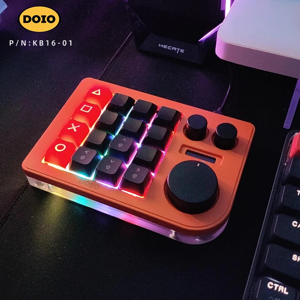 

Doio Kb16-01 Mini Keyboard Designer Keypad Three Knobs Type-C Mechanical Customized Keyboard Rgb Pc Accessories For Mac0s Wins