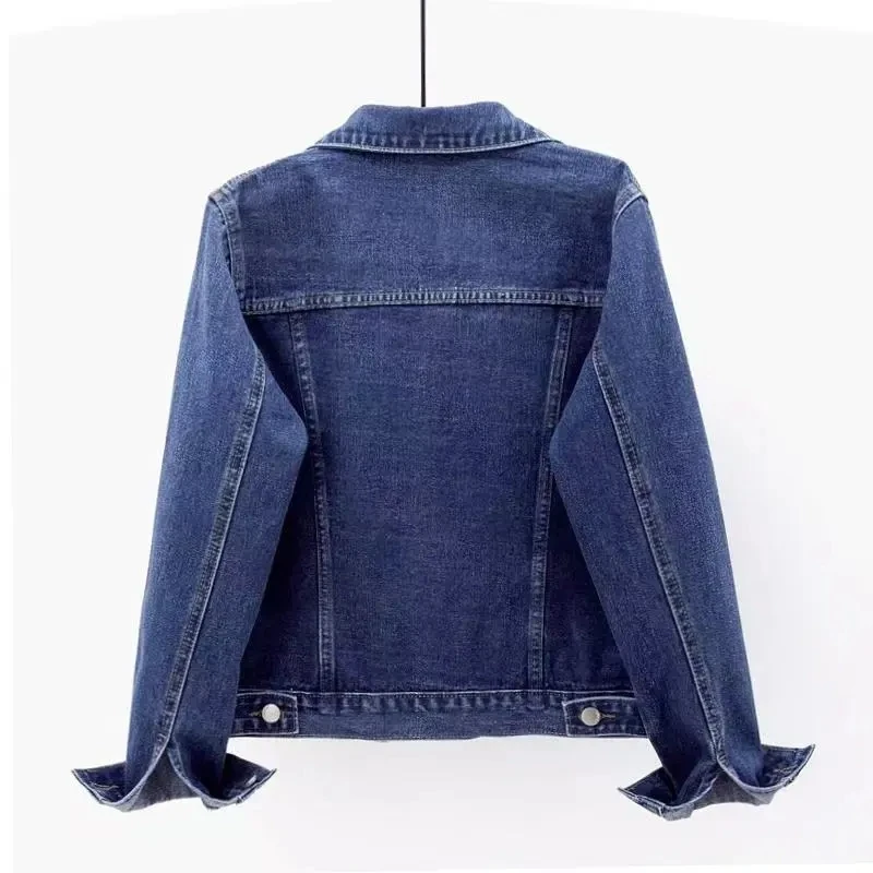 2025 primavera outono nova jaqueta jeans vintage casaco curto feminino fino cowboy jaquetas casuais única linha de manga comprida topos