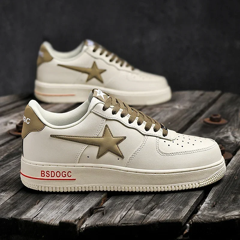 Couples\' Choice: Star White Low-Cut Board Shoes - Thick Rubber Sole for Ultimate Casual Comfort & Sporty Chic