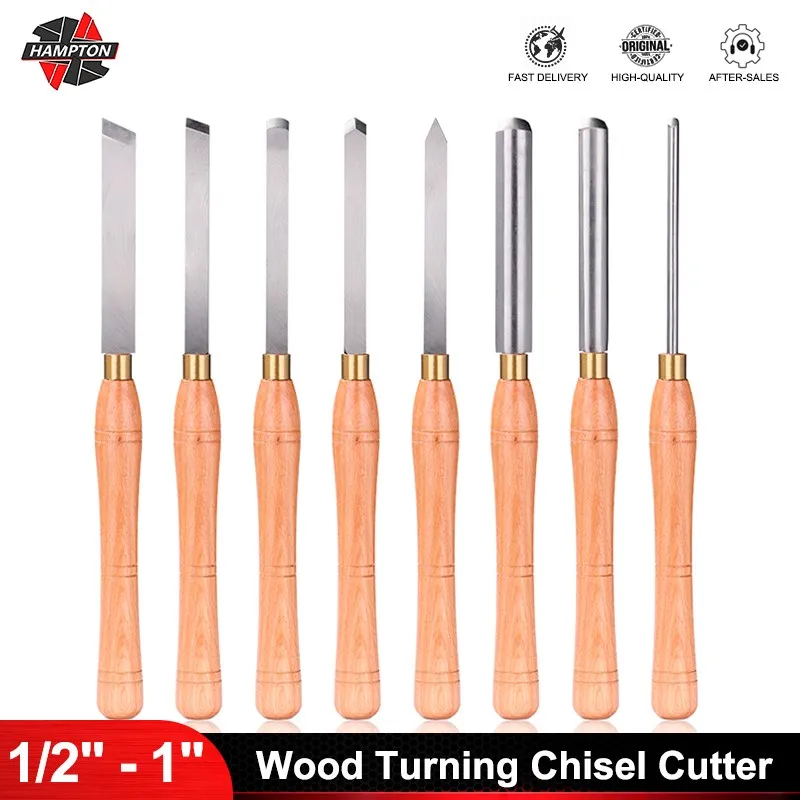 Wood Turning Chisel 1pc 8 Types Lathe Chisel Turning Tool Engraving Drill Bit with Wood Handle Woodworking Carving Knife Tools